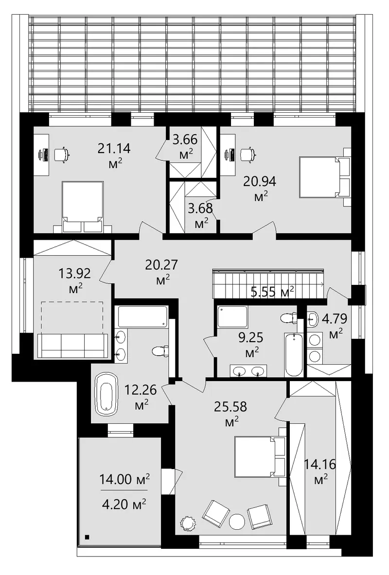 Second Floor 15 – 2-Story House Plan 3090 ft², 3 Beds — 96518C