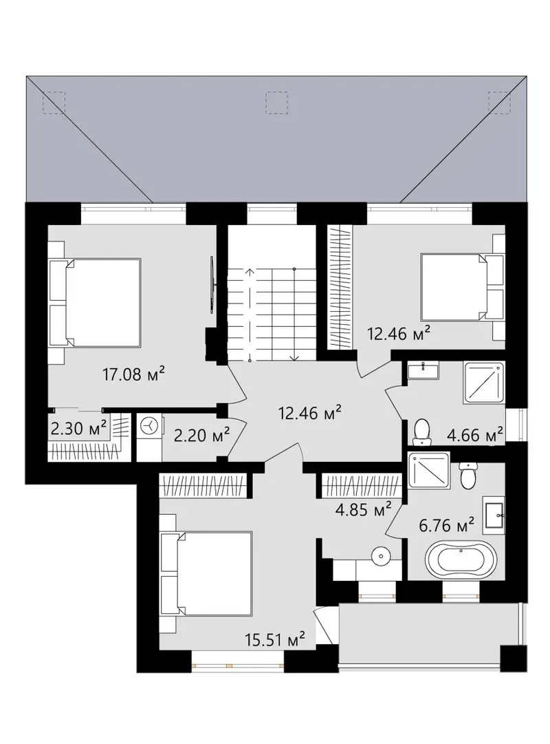 Second Floor 10 – 2-Story House Plan 1886 ft², 3 Beds — 71796C