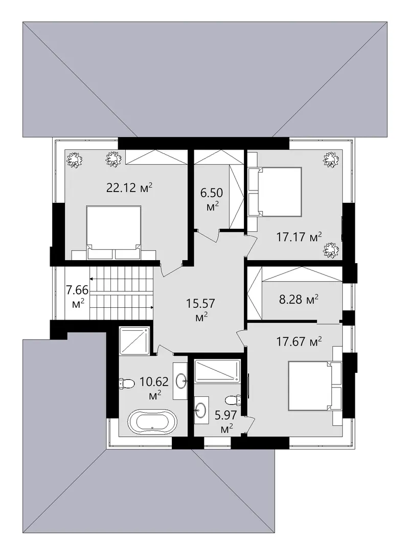 Second Floor 19 – 2-Story House Plan 2760 ft², 4 Beds — 79870C