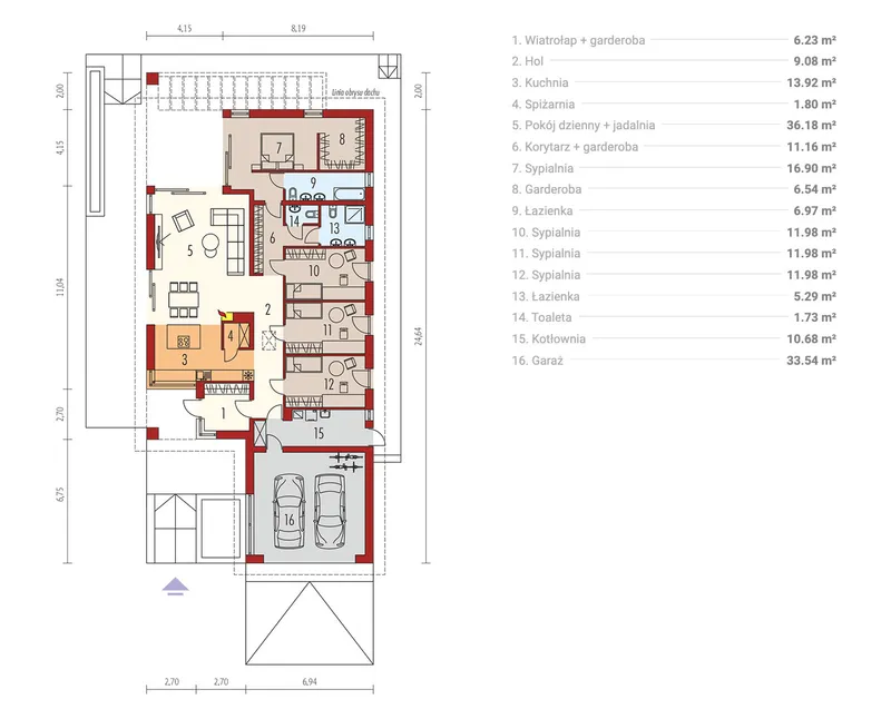 Main Floor 1 – Narrow Lot House Plan with 4 Beds and Garage