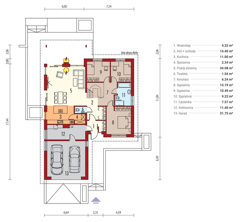 Main Floor 1 – House Plan with Optional Bonus Room and Fireplace