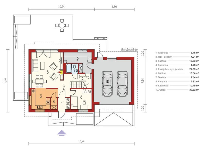 Main Floor 1 – 2-Story House Plan with Bonus Room above Garage