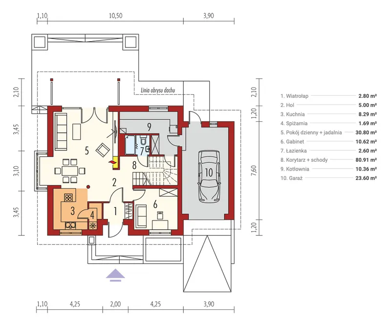 Main Floor 1 – House Plan with Bonus Room and Home Office