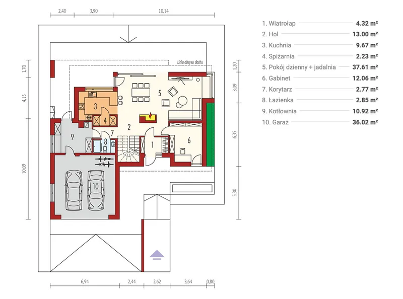 Main Floor 1 – Home Plan with Fireplace in Center of House