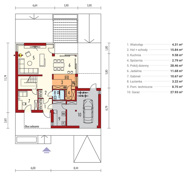 Main Floor 1 – European House Plan with 3 Beds and Guest Room