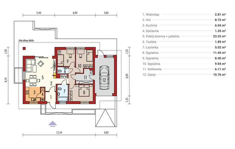 Main Floor 1 – 900 Sq Ft Small House Plan with 1-Car Garage