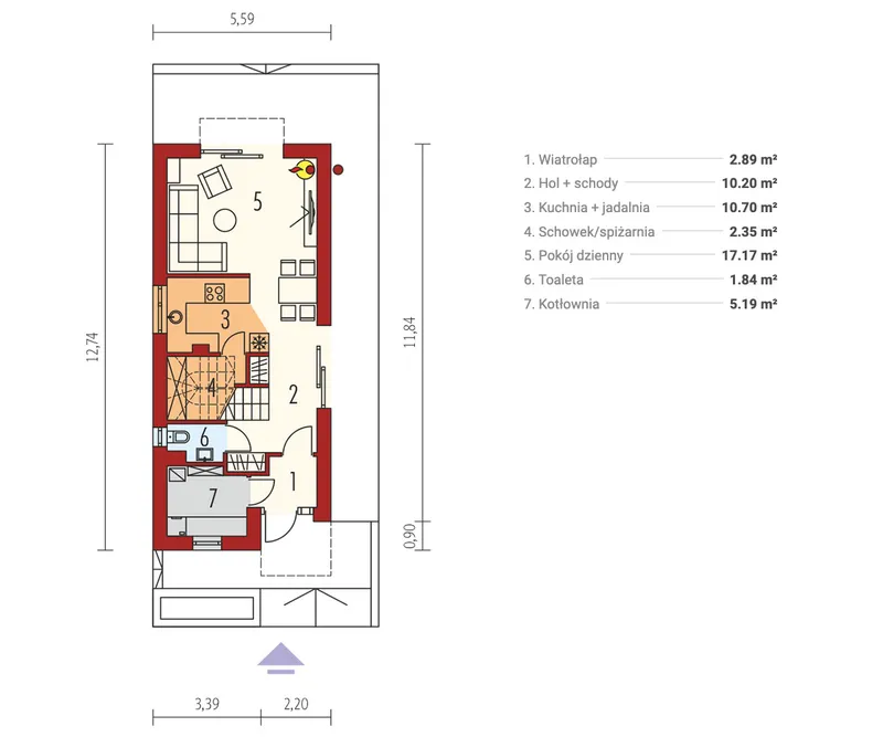 Main Floor 1 – Narrow Lot House with Closed Floor Plan