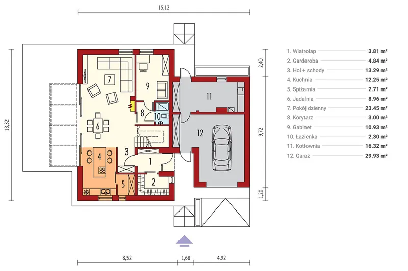 Main Floor 1 – 2-Story Barn Home Plan with 3 Beds and Garage
