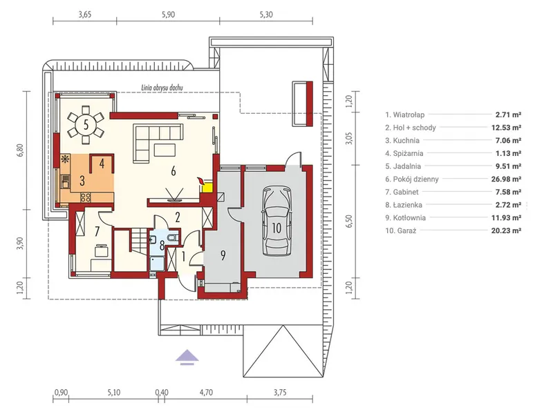 Main Floor 1 – Two Story House Plan with Corner Fireplace