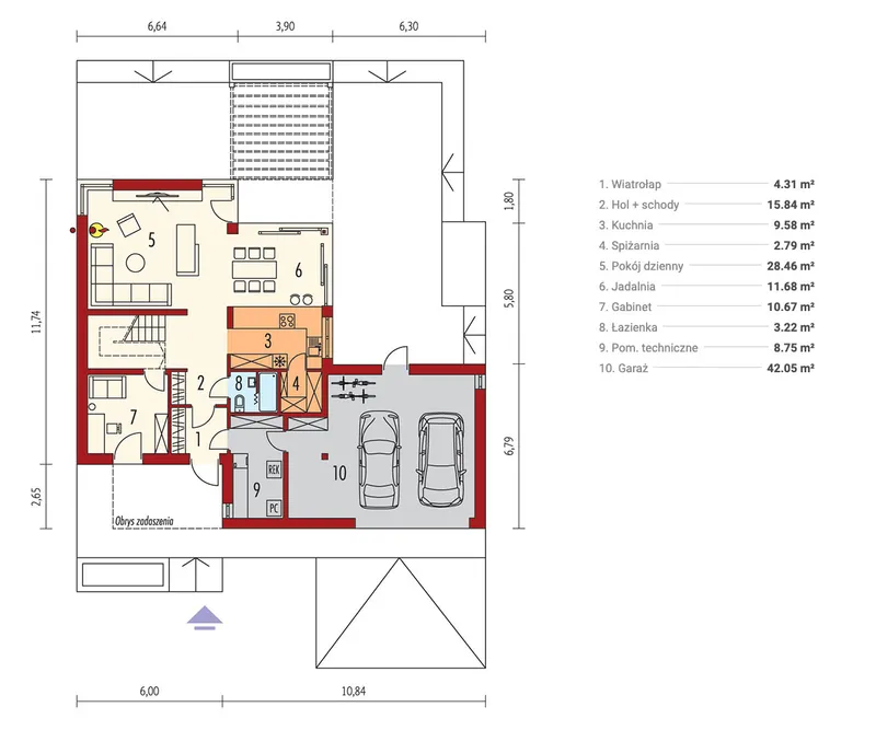 Main Floor 1 – 3-Bedroom, 1600 Sq Ft European Plan with Garage