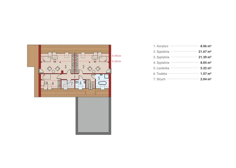 Second Floor 1 – 2200 Sq Ft Large L-Shaped House Plan with Pool