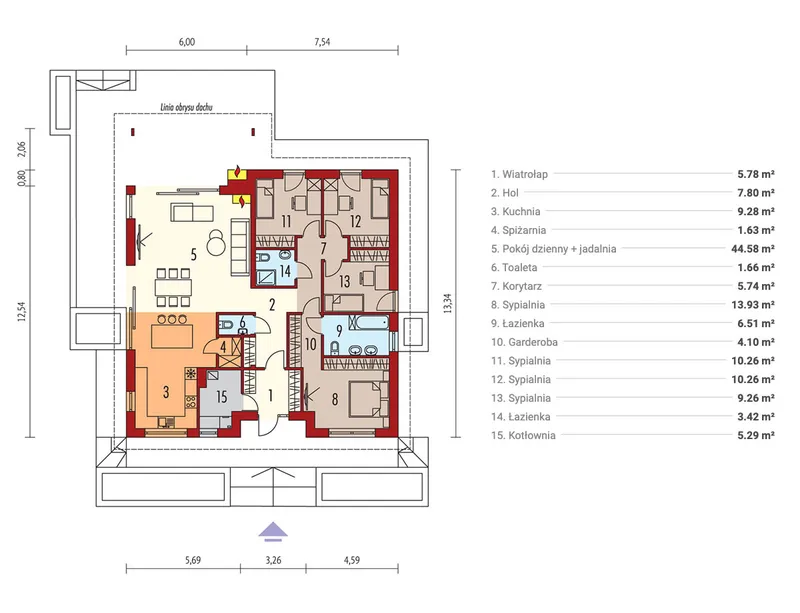 Main Floor 1 – 1600 Sq Ft One Story House Plan with 4 Bedrooms