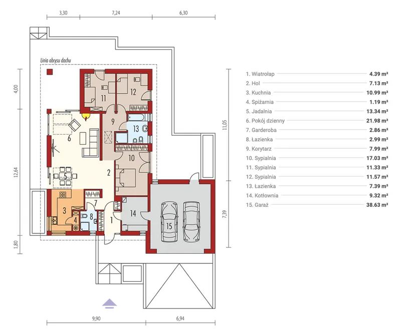 Main Floor 1 – House Plan with 2-Car Garage and Fireplace