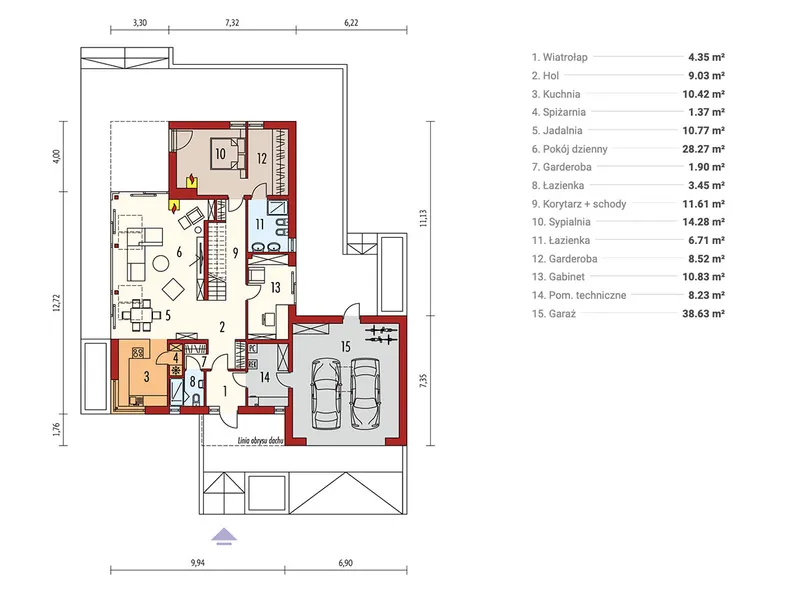 Main Floor 1 – House Plan with Loft and Fireplace in Bedroom