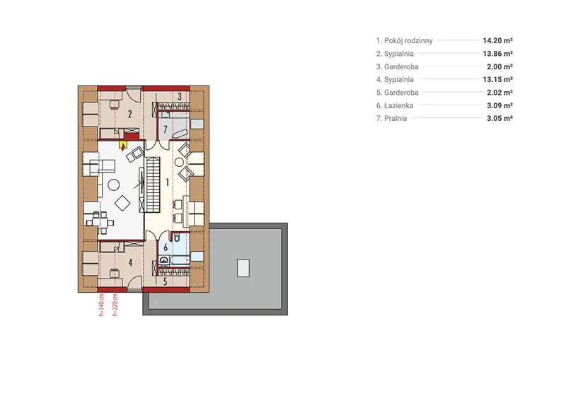 Second Floor 1 – House Plan with Loft and Fireplace in Bedroom