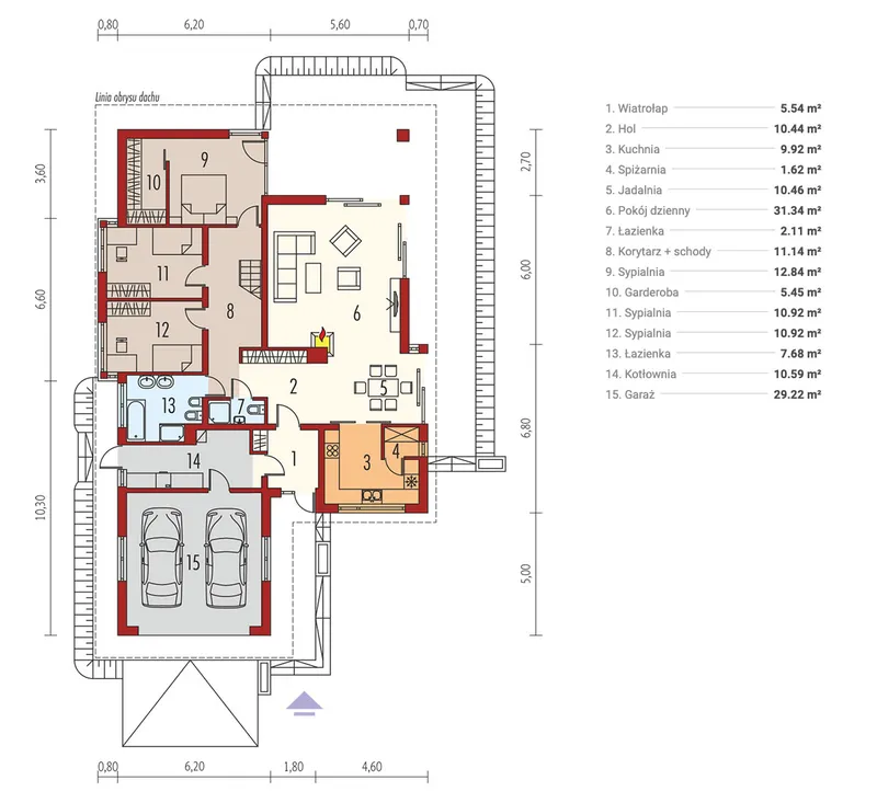 Main Floor 1 – 1500 Sq Ft 1-Story House Plan with Bonus Room