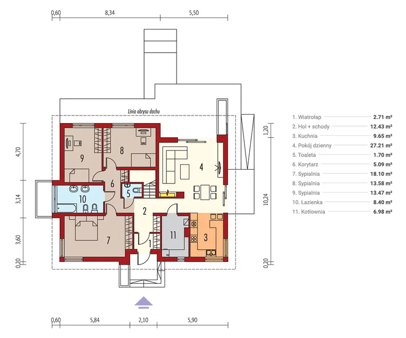 Main Floor 1 – 3-Bed, 1300 Sq Ft House Plan with Bonus Room