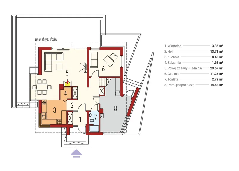 Main Floor 1 – 1500 Sq Ft European Plan with Fireplace and Deck
