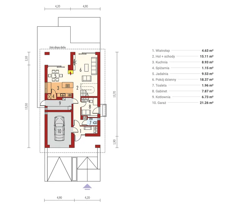 Main Floor 1 – European Home Plan with Master Bedroom Upstairs