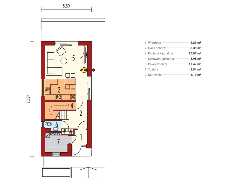 Main Floor 1 – 1000 Sq Ft Narrow Lot House with Open Floor Plan
