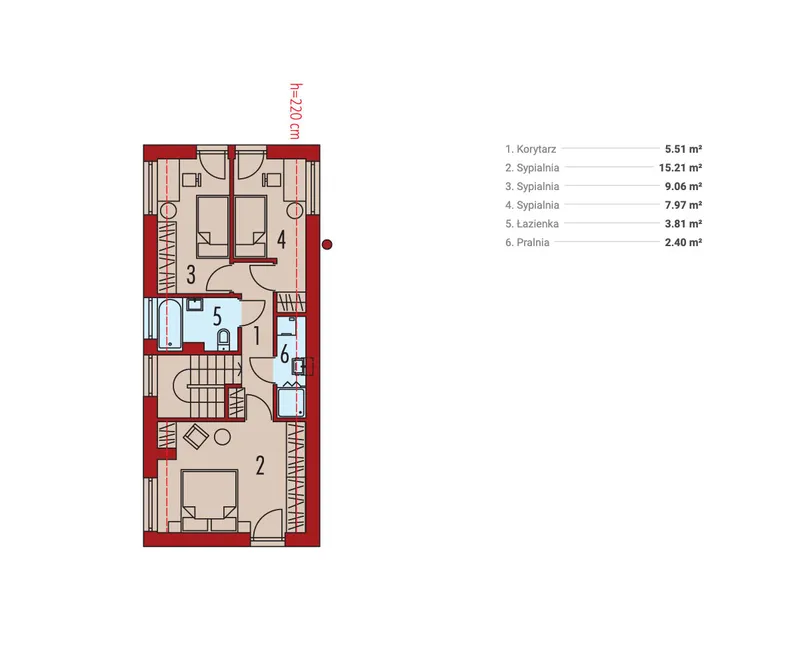 Second Floor 1 – 1000 Sq Ft Narrow Lot House with Open Floor Plan