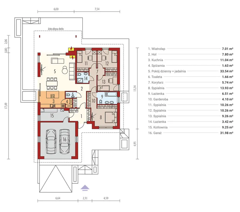 Main Floor 1 – 1400 Sq Ft One Story House Plan with 2-Car Garage