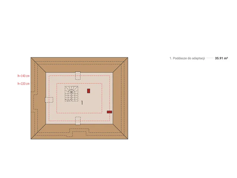Second Floor 1 – One Story House Plan with Bonus Room and 3 Beds