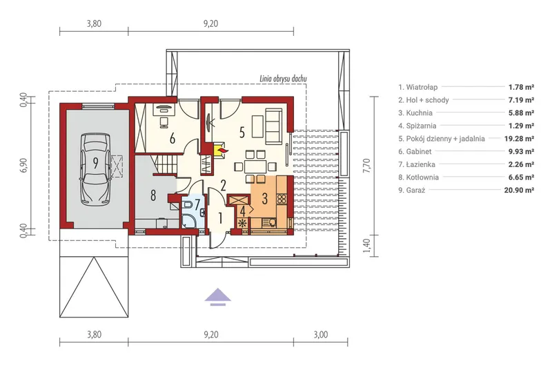 Main Floor 1 – European Home Plan with Bonus Room above Garage