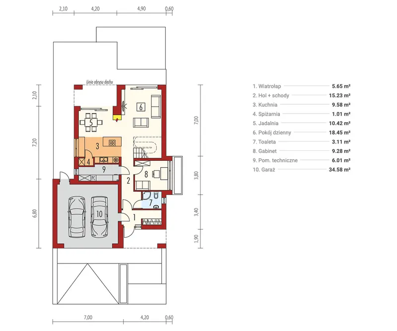 Main Floor 1 – House Plan with Garage and 2 Private Balconies
