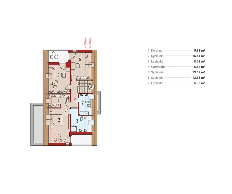 Second Floor 1 – House Plan with Garage and 2 Private Balconies