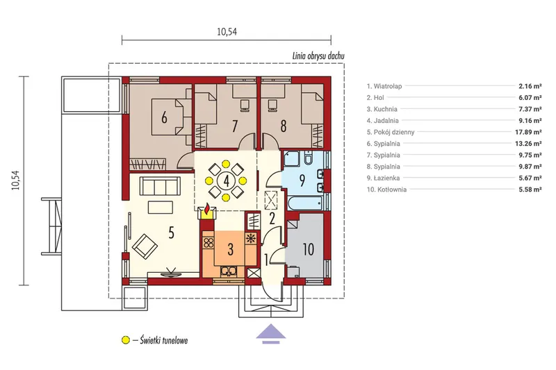 Main Floor 1 – House Plan with Pyramid Roof and 3 Bedrooms