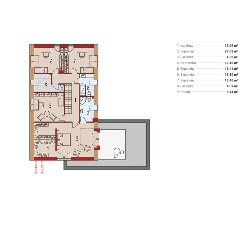 Second Floor 1 – 2600 Sq Ft House Plan with Rooftop Deck above Garage
