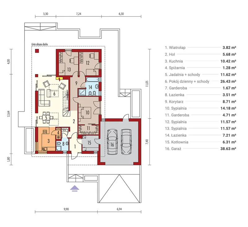 Main Floor 1 – House Plan with Two Story Great Room and Loft