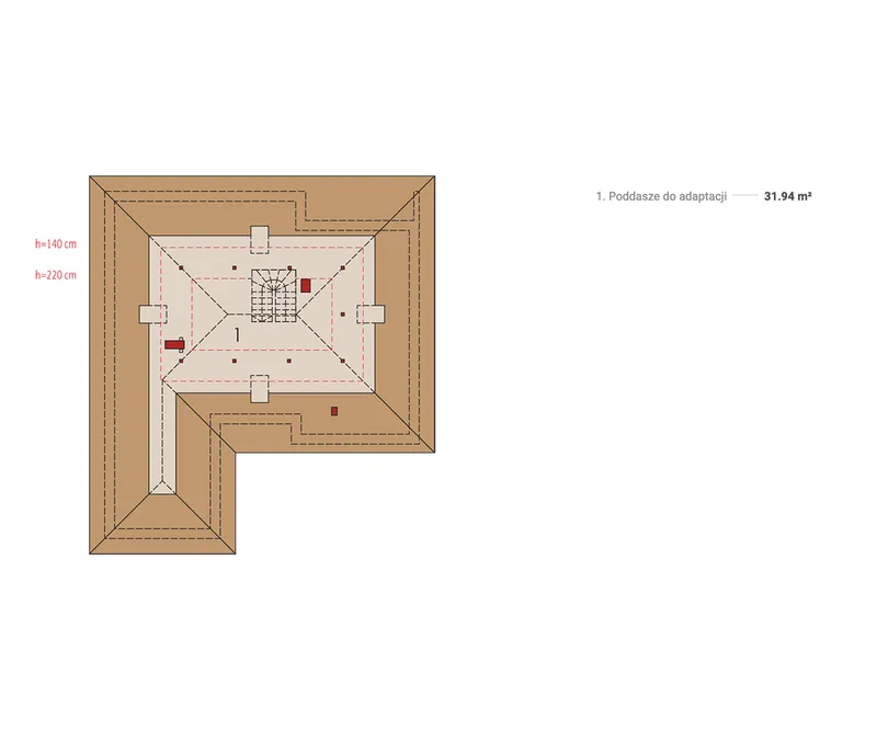 Second Floor 1 – 1100 Sq Ft House Plan with 2 Beds and Bonus Room