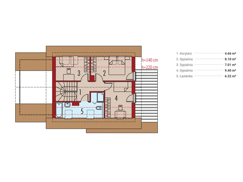 Second Floor 1 – European Home Plan with 1-Car Carport