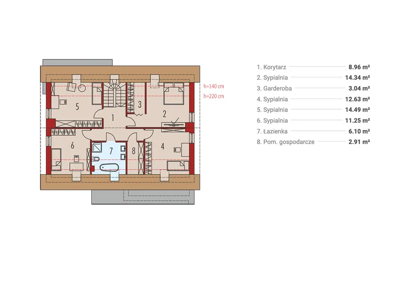 Second Floor 1 – 1600 Sq Ft House Plan with 5 Beds and Pantry