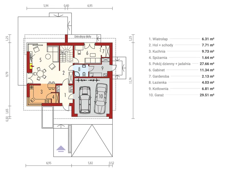 Main Floor 1 – 1600 Sq Ft House Plan with 5 Beds and Pantry