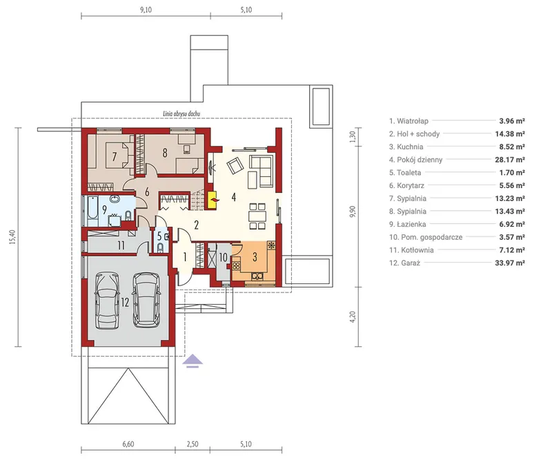 Main Floor 1 – 1150 Sq Ft House Plan with 2 Beds and Open Floor Plan