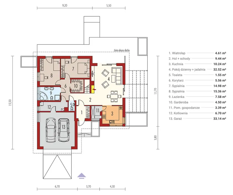 Main Floor 1 – 1700 Sq Ft House Plan with 4 Beds and Open Floor Plan