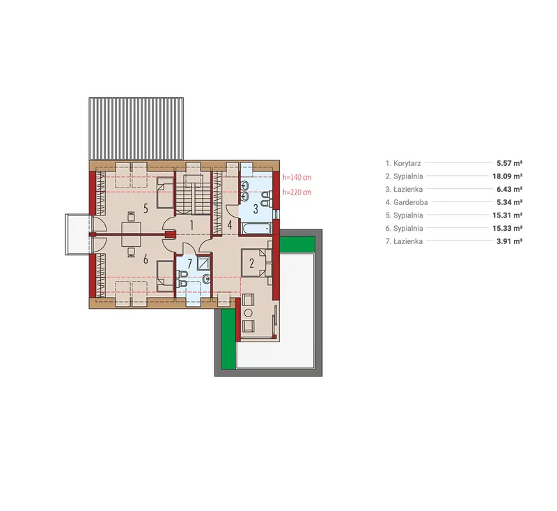 Second Floor 1 – 2-Story Contemporary Home Plan with 2-Car Garage