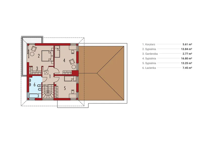 Second Floor 1 – Two Story House Plan with 2-Car Garage and Porch