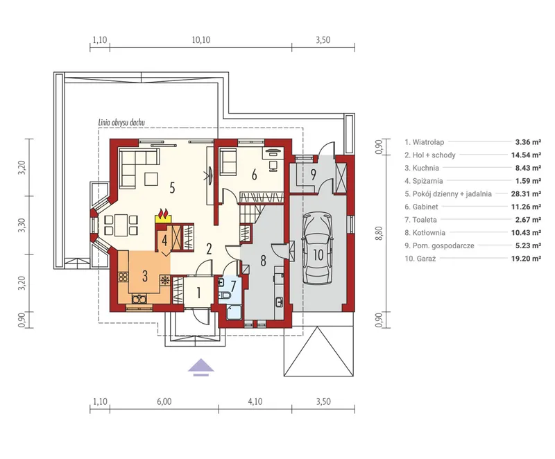 Main Floor 1 – House Plan with Clustered Bedrooms and Balcony