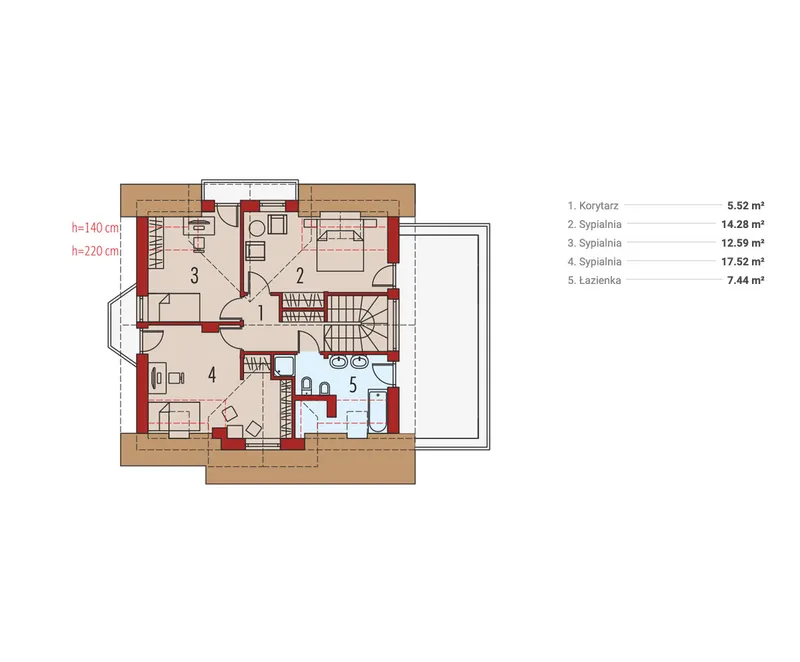 Second Floor 1 – House Plan with Clustered Bedrooms and Balcony