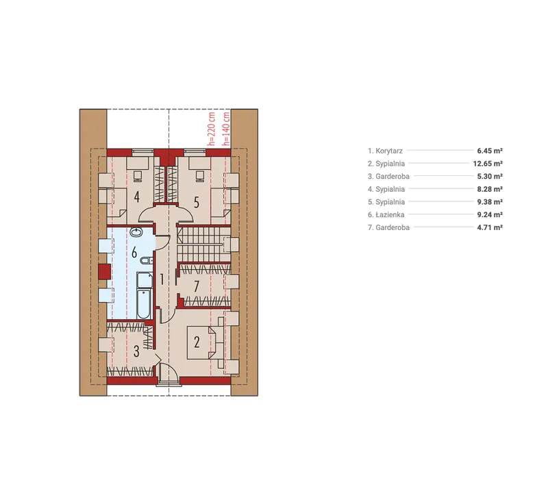 Second Floor 1 – 1200 Sq Ft Simple House Plan with 3 Beds Upstairs