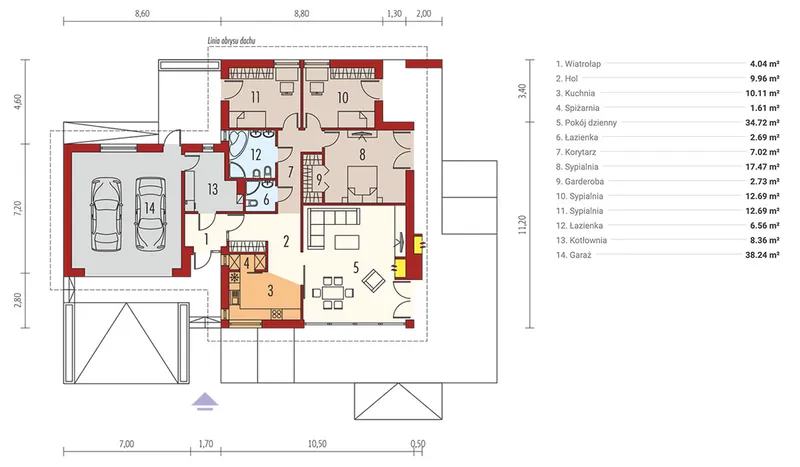 Main Floor 1 – House Plan with 2-Sided Indoor-Outdoor Fireplace
