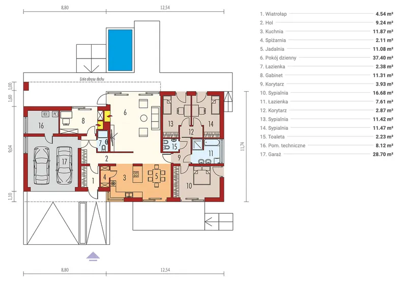 Main Floor 1 – 1600 Sq Ft House Plan with Clustered Bedrooms
