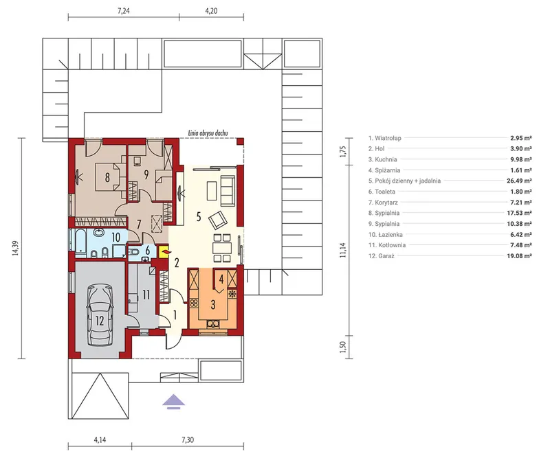 Main Floor 1 – 1000 Sq Ft One Story House Plan with 2 Bedrooms