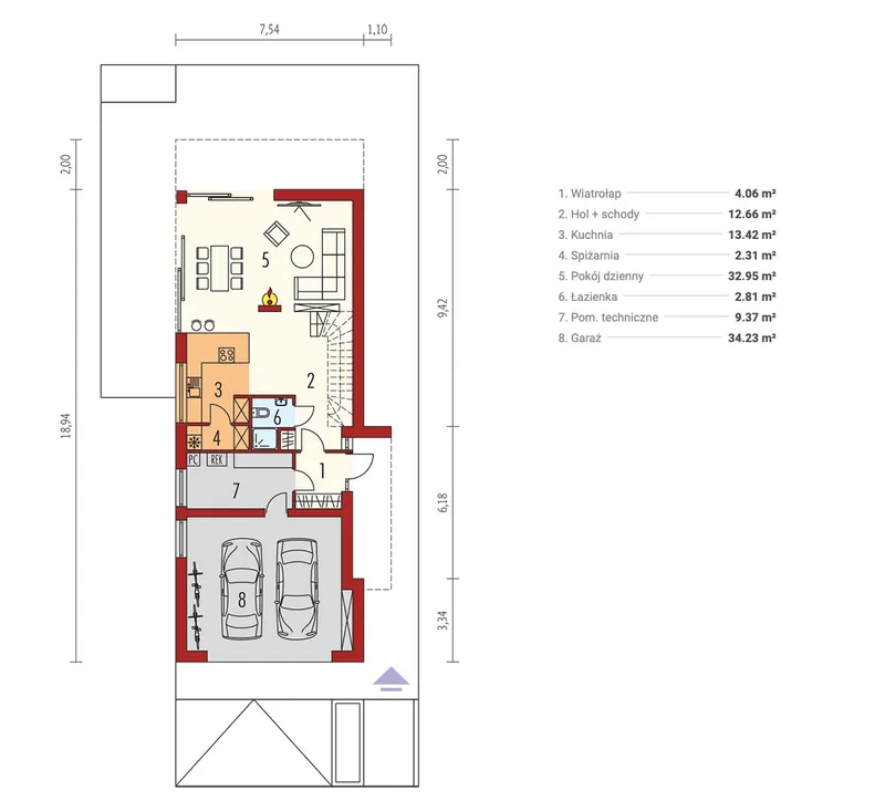 Main Floor 1 – Narrow Lot Barn House with Master Suite Upstairs