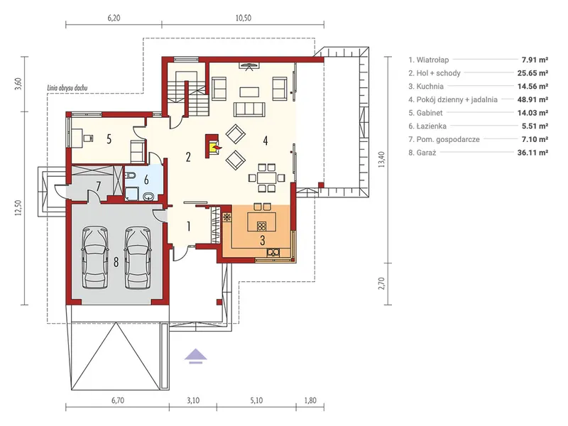 Main Floor 1 – 3000 Sq Ft House Plan with Basement and Fireplace