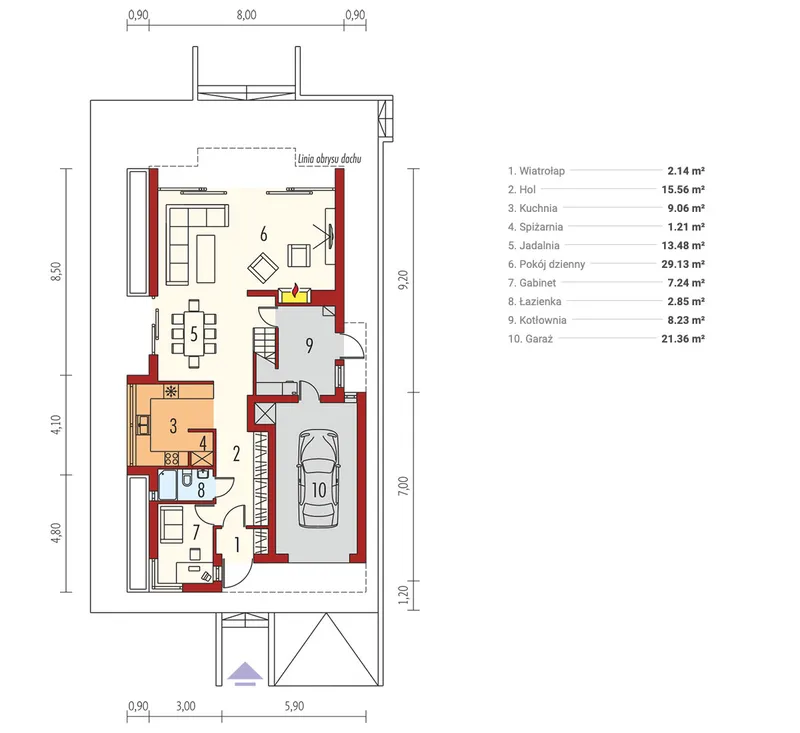 Main Floor 1 – Narrow Lot House Plan with Front Garage